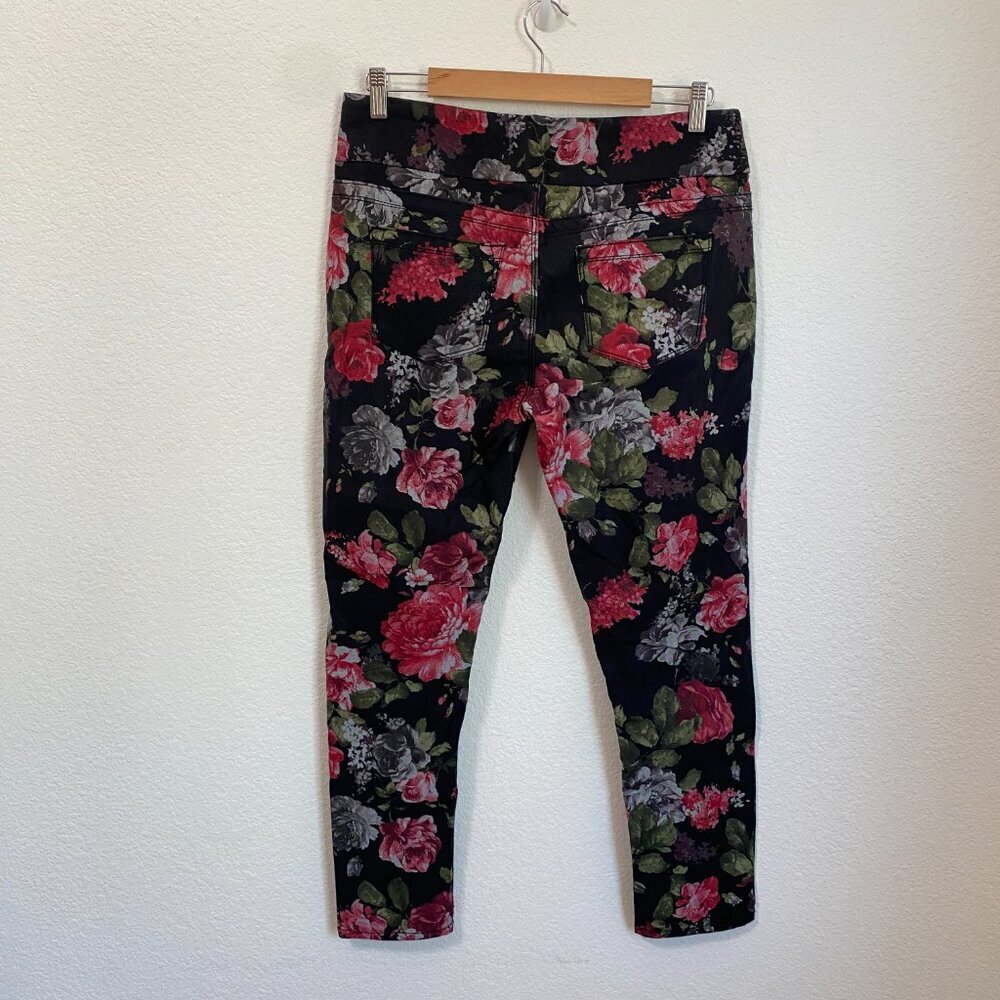 Soft Surroundings Pull-on Black Floral Leggings Pants Medium - Picture 6 of 8